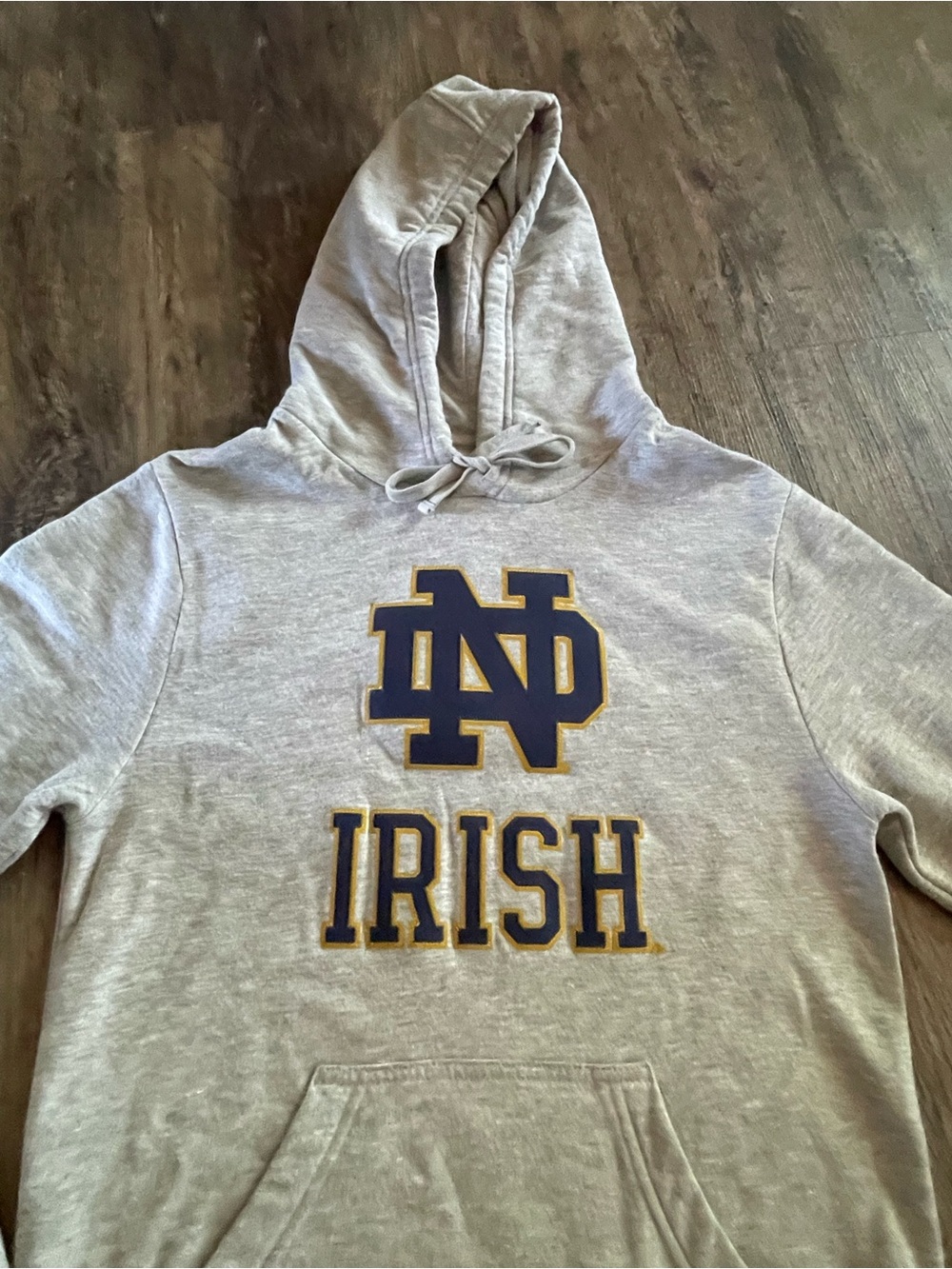 Fanatics Gray Notre Dame Irish Pullover Hoodie with Navy & Gold Logo